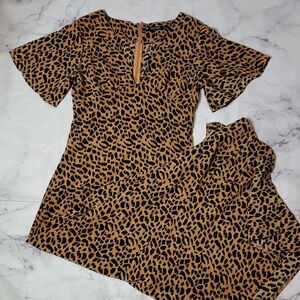 Nasty Gal Black and Tan Animal Print Dress